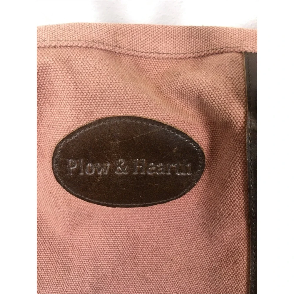 Plow & Hearth Dusty Rose Canvas Log Carrier Leather Handles Rustic Country Livin
